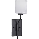 Progress Lighting Tobin Collection 1-Light Etched White Glass Modern Bath Vanity Light Matte Black