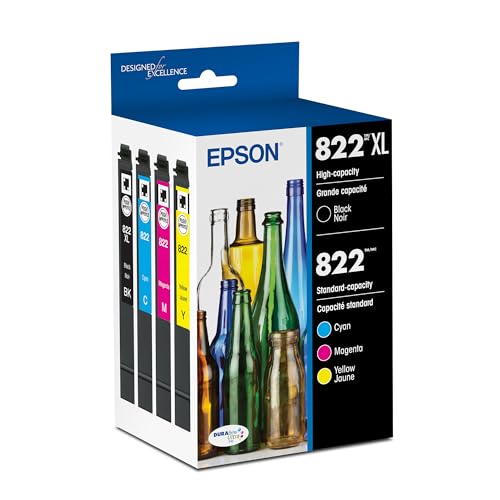 EPSON 822 DURABrite Ultra Ink High Capacity Black & Standard Color Cartridge Combo Pack (T822XL-BCS) Works with WorkForce Pro WF-3820,3823, 4820
