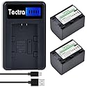 Tectra 2-Pack NP-FH70 Battery and LCD USB Charger for Sony NP-FH30, NP-FH50, NP-FH60, NP-FH90 NP-FH100 and Sony HandyCam DCR-DVD650, DCR-HC20, SX40