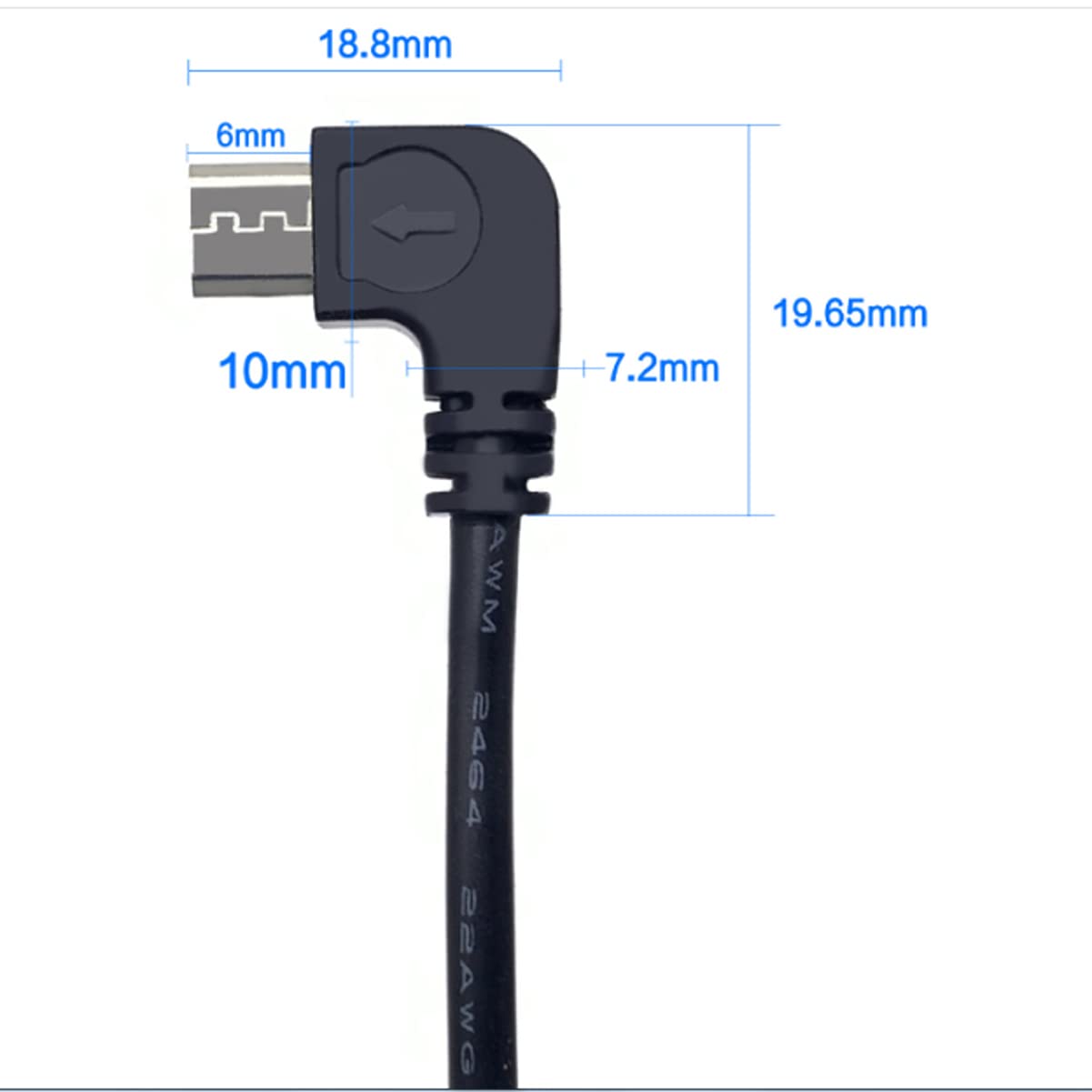 ELNONE 5PCS Angle 90D Micro 2 Wire Pigtail Cable - Micro USB Male to Open-end - 30cm/12inch - 22AWG - 5V 3A DIY Power Charge Cable with Quick Wire