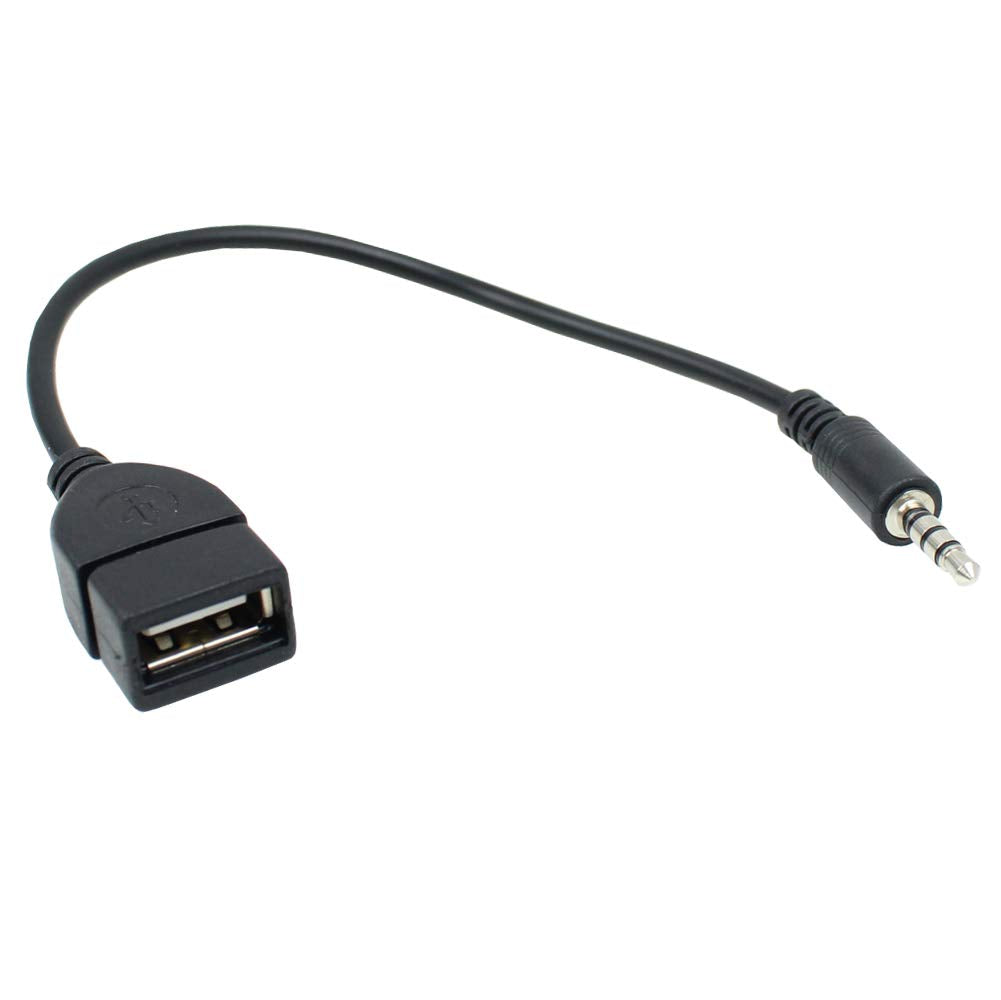 CamDesign USB 2.0 Female to Car AUX 3.5mm Male Jack Plug Audio Data Charge Cable Adapter Converter OTG Cable