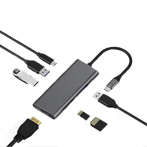 Docking Station-USB C to Dual HDMI Adapter-USB C Hub Dual HDMI Monitors for Windows,USB C HDMI Adapter with 3 USB Ports,USB-C Data Port,SD/Micro Card