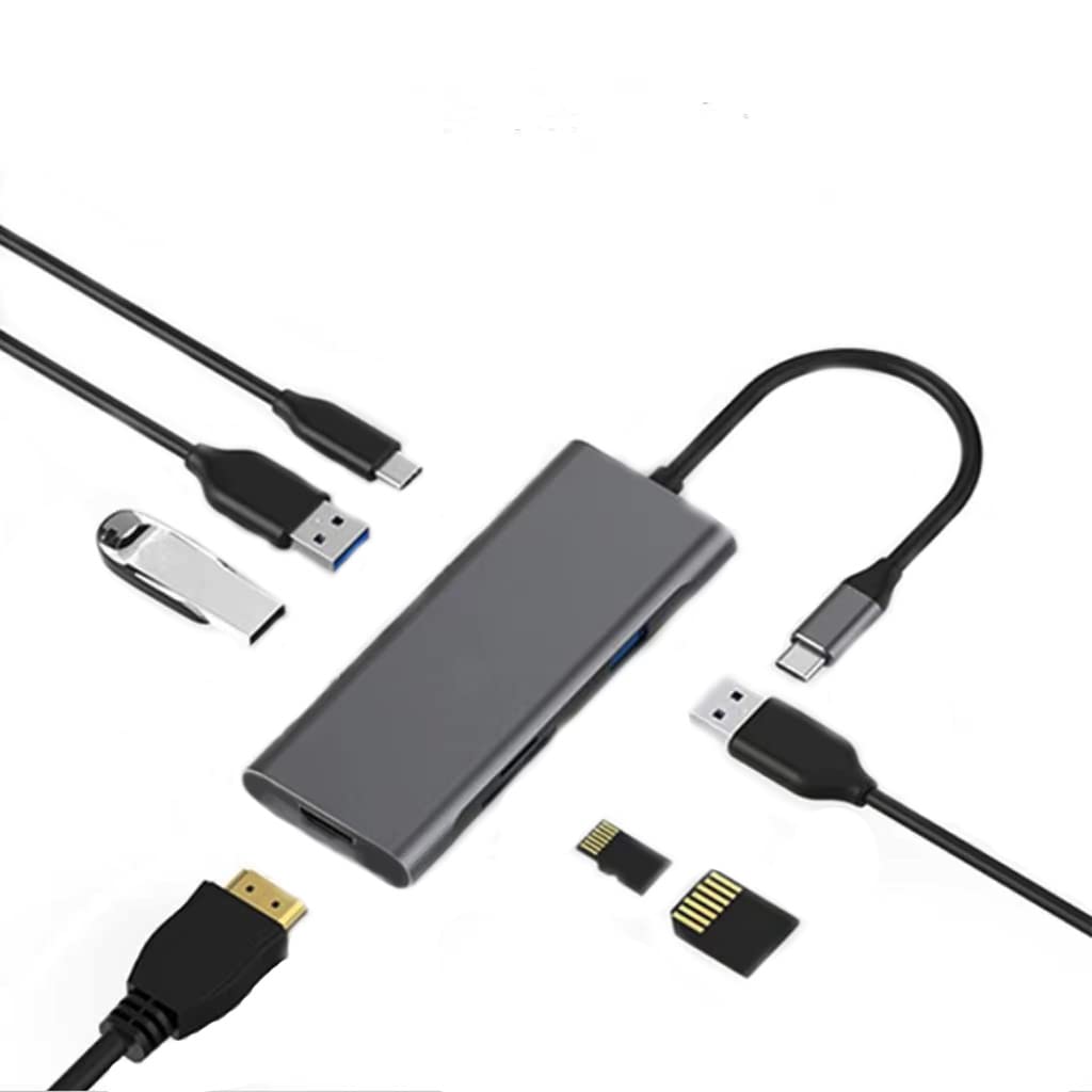 Docking Station-USB C to Dual HDMI Adapter-USB C Hub Dual HDMI Monitors for Windows,USB C HDMI Adapter with 3 USB Ports,USB-C Data Port,SD/Micro Card