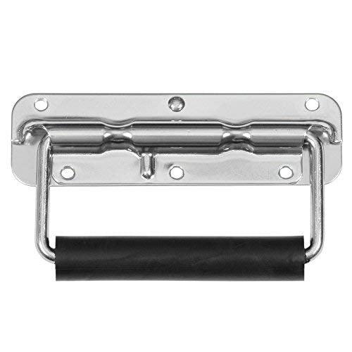 MIYAKO Heavy Duty Spring Loaded Handles - Chromed Holders with Rubber Grip | Surface Mount Speaker Cabinet, Tool Box | Chrome Finish | Highly