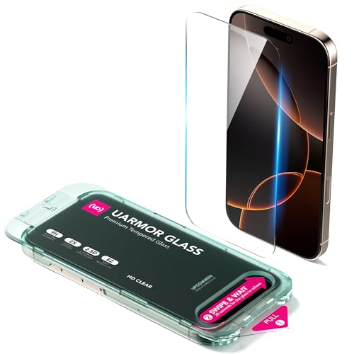 Upcommon UARMOR Clear Screen Protector for iPhone 16 Pro [6.3 Inch] Double Strength 9H Tempered Glass with Easy Installation Kit, Anti-Scratch, Case