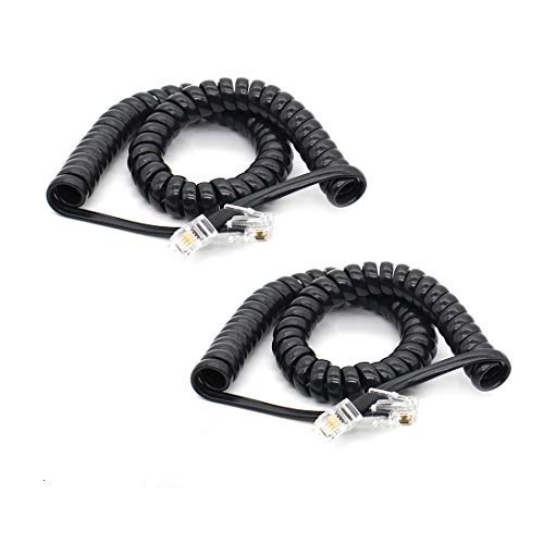 Telephone Handset Cord Detangler Cable Pure-Copper Coiled 0.72 to 6 Feet Uncoiled Landline Phone Spiral Curly Cable Extension Modular Wire Lead