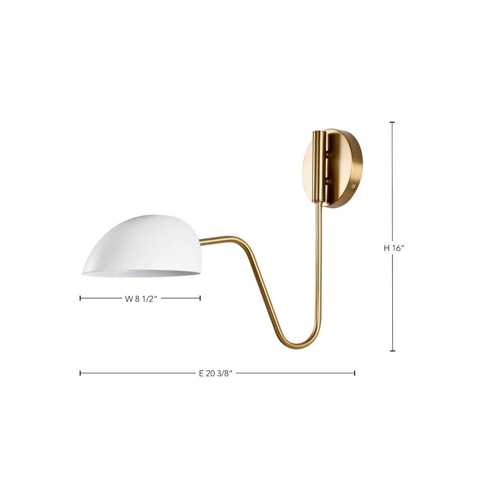 Nuvo Trilby - 1 Light Wall Sconce in Mid-Century Modern Style-16 Inches Tall and 7.38 Inches Wide-Matte Black/Burnished Brass