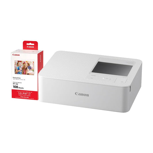 Canon Selphy CP1500 Wireless Compact Photo Printer (White) + RP-108 High-Capacity Color Ink/Paper Set, 4"x6" Prints, 108 Sheets