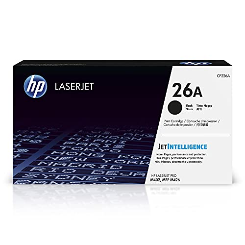 HP 26A Black Toner Cartridge Printers | Works with LaserJet Pro M402 Series; LaserJet Pro MFP M426 Series | CF226A