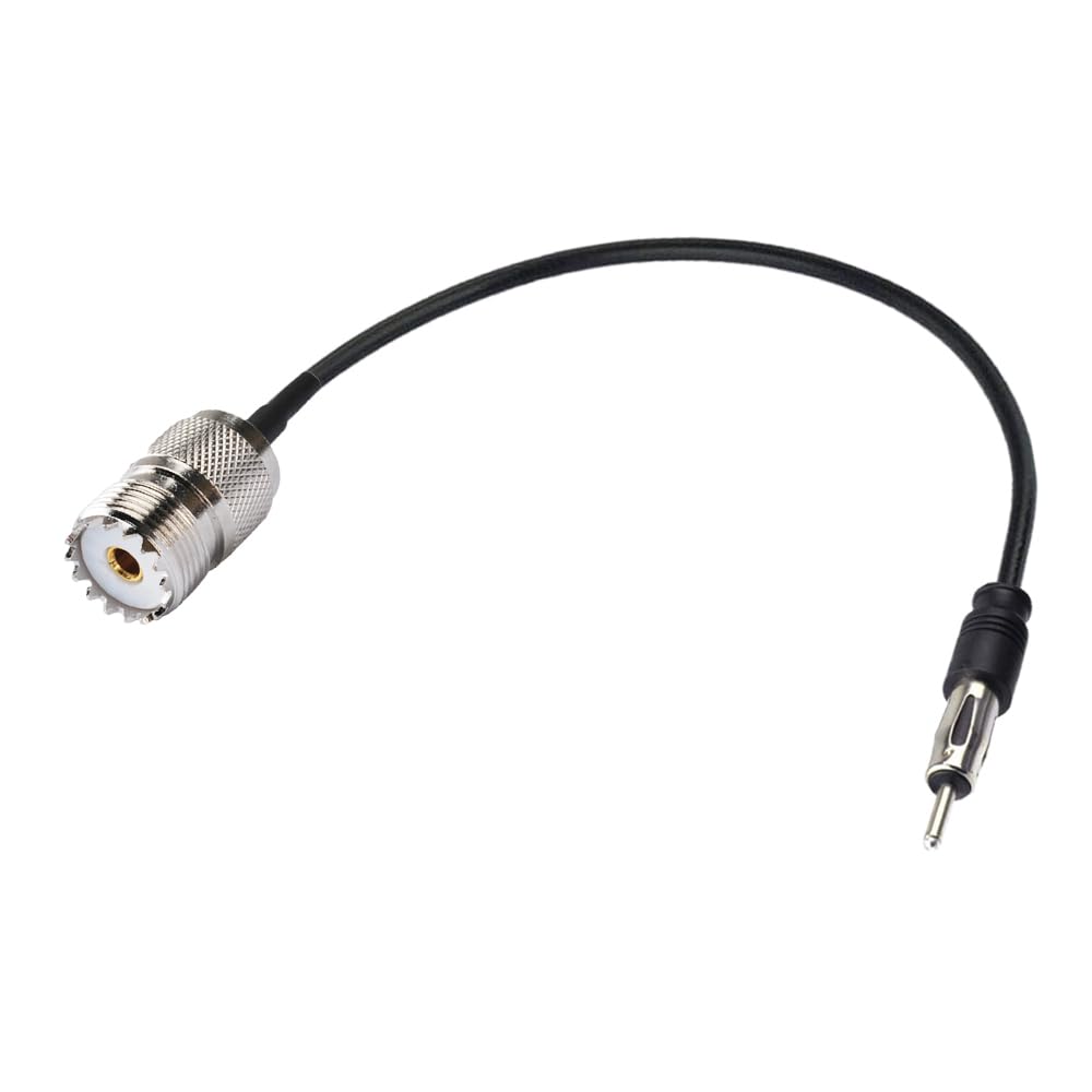 RedYutou UHF Female to DIN AM/FM Male Adapter RG174 Coax Cable 20 inches Pigtail Jumper Antenna Extention