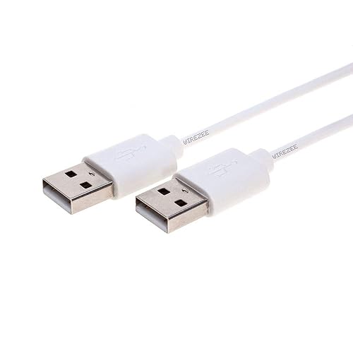 USB 2.0 Type Cable A Male to A Male Black/White 3Ft, 6Ft, 10Ft, 15Ft (6FT, White)