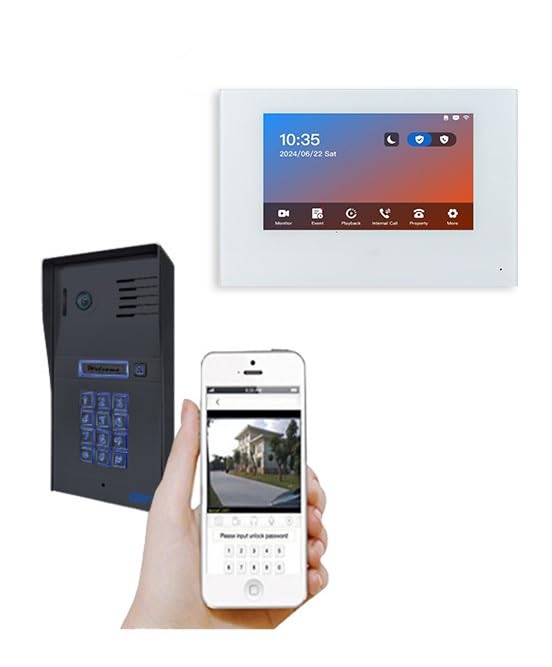 GBF Smart Video Door Phone & Doorbell Intercom System Kit,1080P HD, Smart Keypad, One 7" Touch Monitor (One 3rd gen IP Door Station PL963PMBL-POE