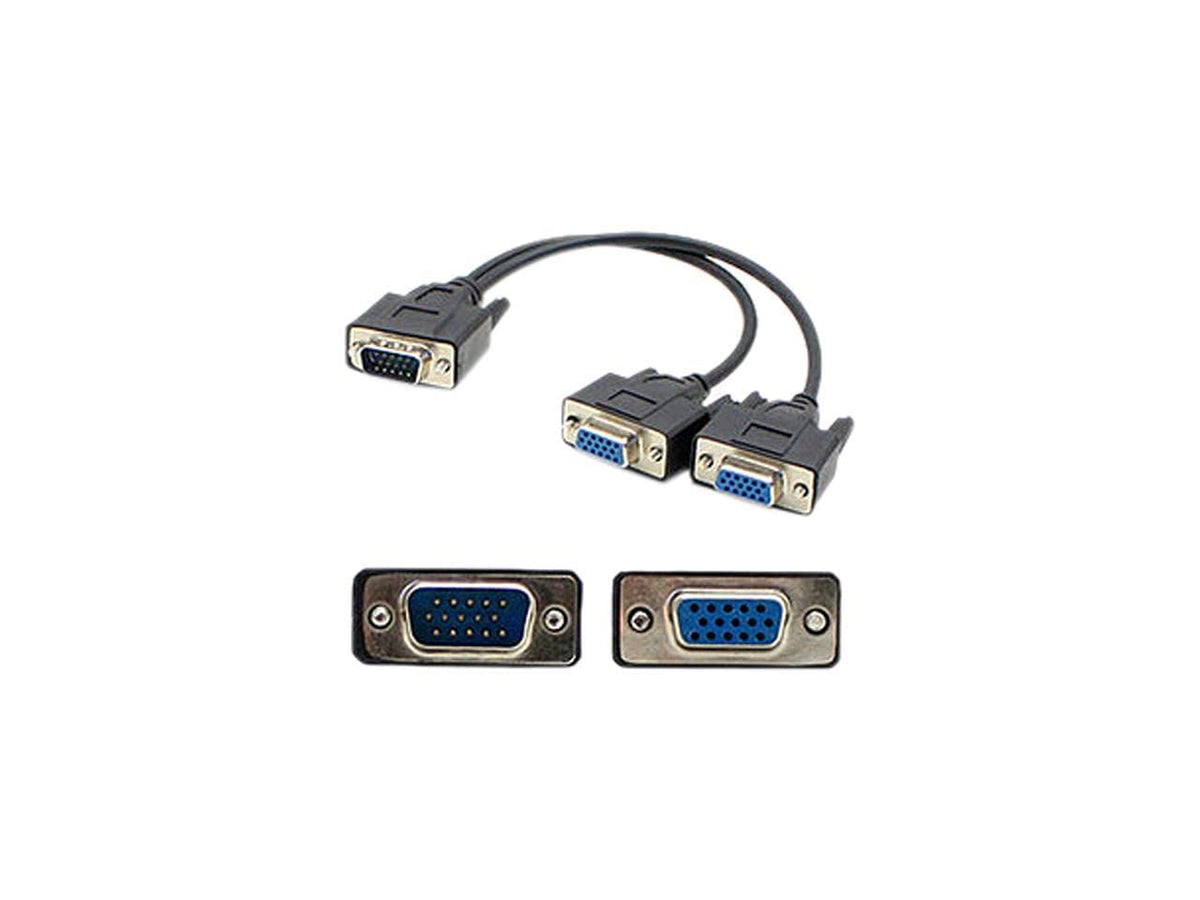 AddOn VGASPLMFF VGA Splitter Audio Video Cable with Connector Black
