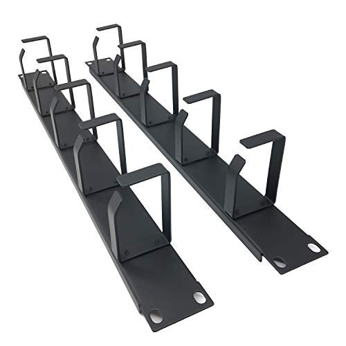 QiaoYoubang 2 Pcs of 1U 19" Rack Mount Cable Management Organizer -5 D-Ring Metal Server Rack Cable Manager Wire Management System (5R2PC)