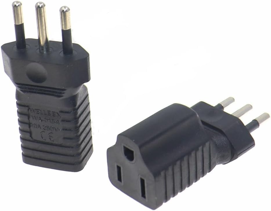 Tekit Italy US Plug Adapter Power Converter,USA NEMA 5-15R Receptacle to Italy 3 Prong Molded Travel Plug Adapter,Italy Male to USA Standard 3 Prong…