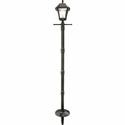 Gama Sonic Black Outdoor Solar Baytown II EZ Anchor Lamp Post, Bright White LED with EZ Anchor