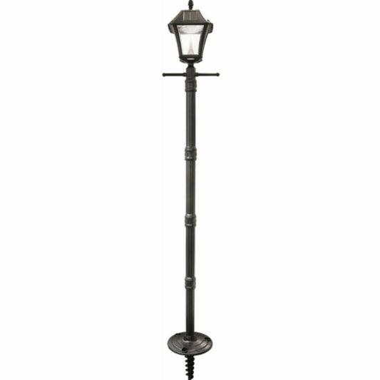 Gama Sonic Black Outdoor Solar Baytown II EZ Anchor Lamp Post, Bright White LED with EZ Anchor