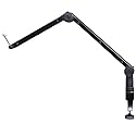 Ultimate Support BCM-300 Deluxe Broadcast Mic Stand w/Adjustable Arm, Cable Management, Clamp Mount Base