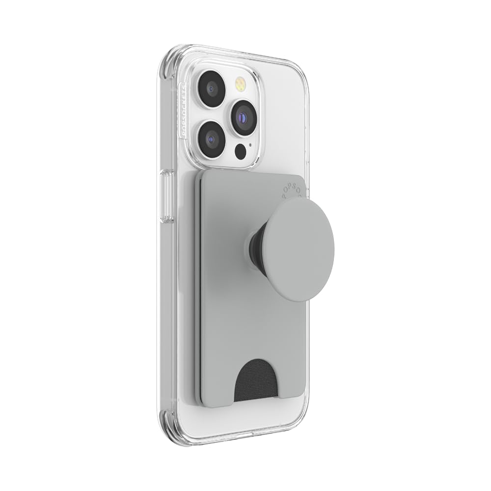 PopSockets Adhesive Phone Wallet and Card Holder with Grip - Tech Grey