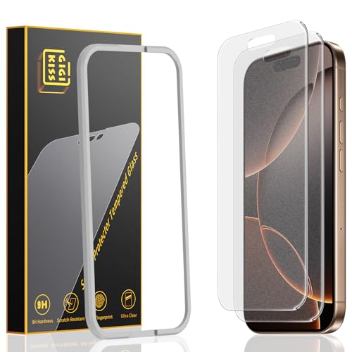 GIGIKISS 2 Pack for iPhone 16 Pro Matte Screen Protector 6.3 inch, Anti Fingerprint Anti Glare Screen Protector Tempered Glass Easy Installation