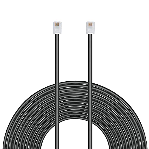 Uvital 33 Feet Telephone Landline Extension Cord Cable Line Wire with Standard RJ-11 6P4C Plugs(10M,1Pack) (Black)