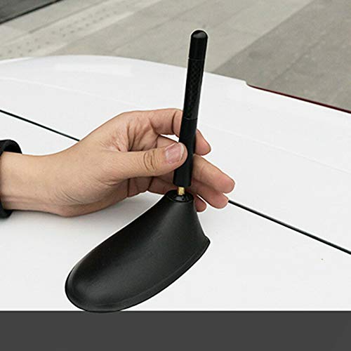 x xotic tech Real Carbon Fiber Aluminum Screw-On AM/FM Radio Antenna Mast Cover Decoration,Black,Universal Fit Most Cars (Size:4.7"/12cm)