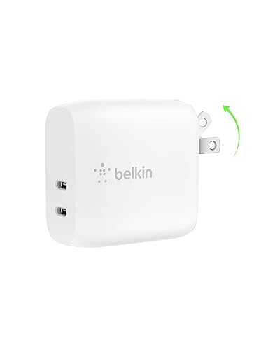 Belkin 40W Dual Port USB C Wall Charger Block - USB C Fast Charging for Apple iPhone, iPad, Samsung Galaxy Phone, & More - Programmable Power Supply