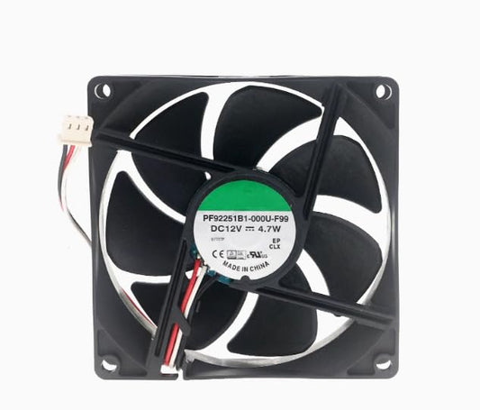 PF92251B1-000U-F99 DC 12V 4.7W 90x90x25mm 3-Wire Cooling Fan