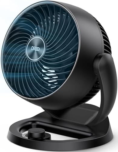 DREO Fan for Bedroom, 12 Inches, 70ft Powerful Airflow, 25db Quiet Table Air Circulator Fans for Whole Room, 120° Adjustable Tilt, 3 Speeds, Desktop