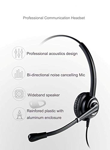 Cisco Phone Headsets for Office Phones - Binaural Call Center HD Telephone Headset with Microphone for Landline Phones - Corded Desk Phone Headset