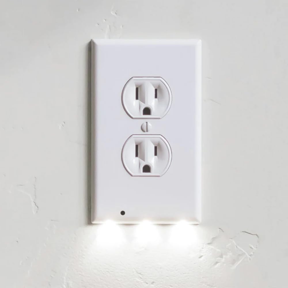 2 Pack - Wall Plate Night Light - Hello Light - LED Night Lights Built Into Electrical Outlet Wall Plates - Turn NightLight On/Off Automatically