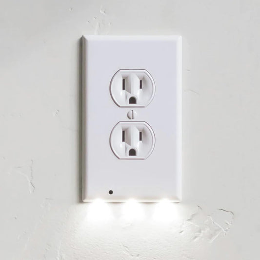 2 Pack - Wall Plate Night Light - Hello Light - LED Night Lights Built Into Electrical Outlet Wall Plates - Turn NightLight On/Off Automatically