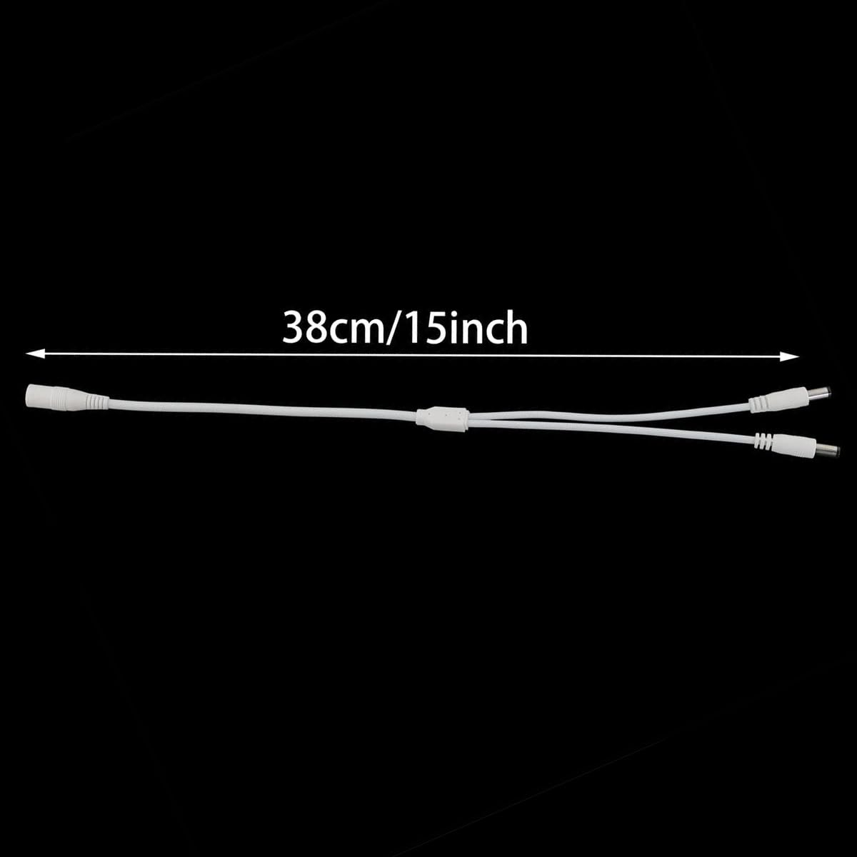 12V DC Power Splitter Cable 1 to 4 Way, Plug 5.5mm x 2.1mm for CCTV Security Camera, LED Strip Light and More,2-Pack White