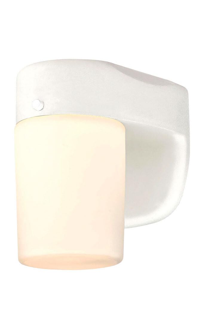 6106800 One-Light Dimmable LED Outdoor Wall Fixture with Dusk to Dawn Sensor, White Finish with Frosted Opal Glass
