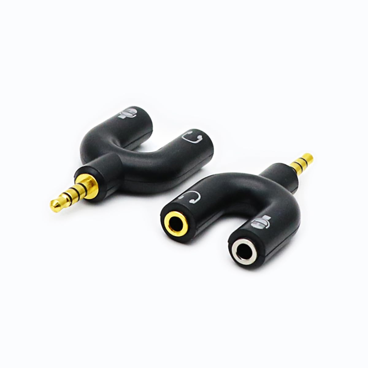 ZJKJHJY 2 Pack Headset Splitter Adapter, U Shape 3.5mm 4 Pole Male to 2 x 3 Pole Female Headphone Y Splitter