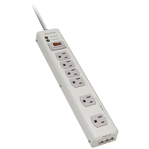 Belkin F9H62006MTL Surge Protector, 6 Outlets, 1045 Joules, 6-Ft Cord, Putty
