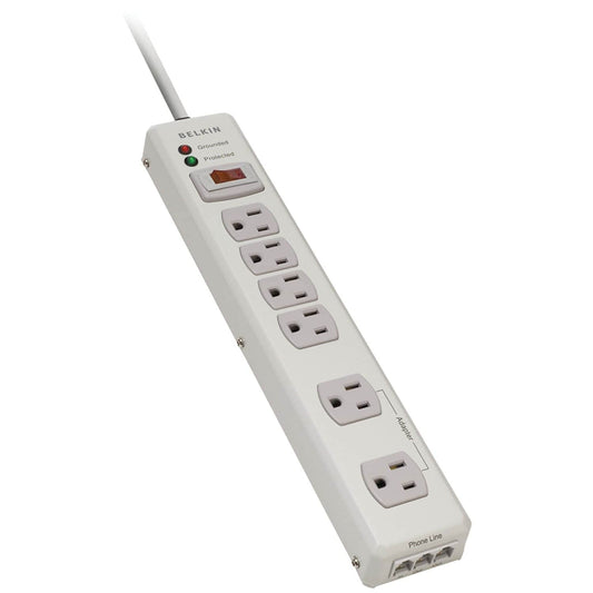 Belkin F9H62006MTL Surge Protector, 6 Outlets, 1045 Joules, 6-Ft Cord, Putty