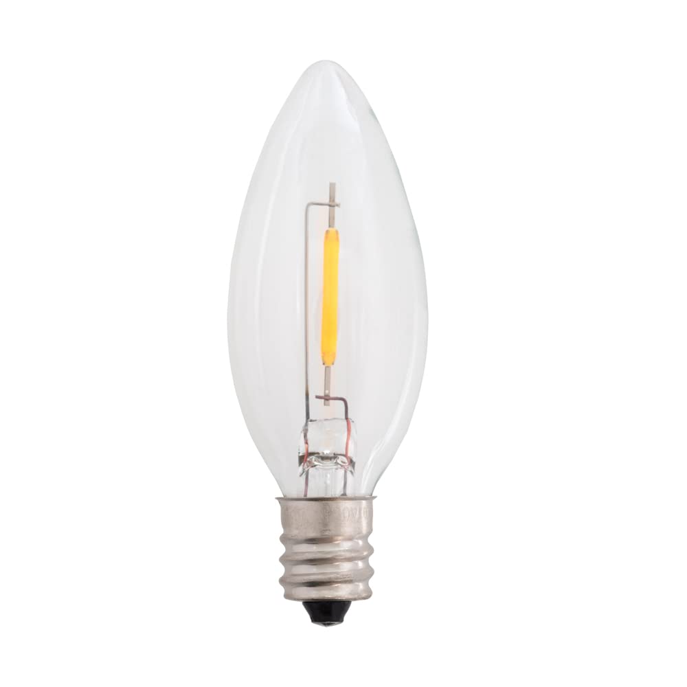 Creative Hobbies LED Replacement Light Bulbs for Electric Candle Lamps, Window Candles, Chandeliers - 7 Watt Equivalent Candelabra, Clear, Steady