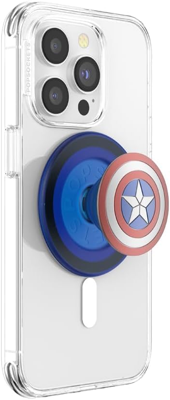 PopSockets Phone Grip for MagSafe, Magnetic Holder, Phone Stand, Marvel - Enamel Captain America