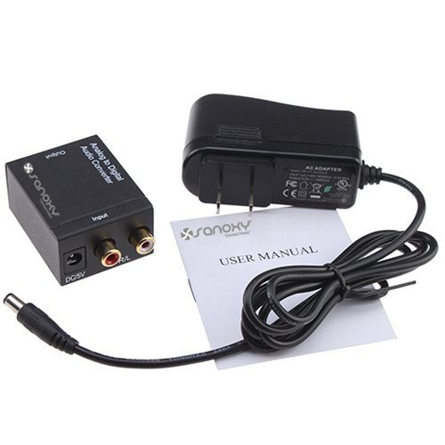 SANOXY Analog to Digital Audio Converter Adapter - RCA to Digital Coaxial and Toslink - 2-Channel LPCM Audio - 48 KHz Sampling Rate