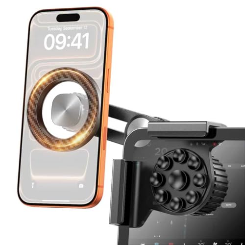 Tesla Phone Mount for Model 3/Y: [2026 Screen-safe Suction] for Tesla Model 3/Y/Juniper Accessories for Magsafe Car Mount,Magnetic Phone Holder
