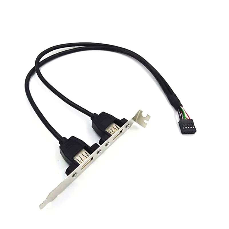 ThtRht 2 Pack Motherboard 9Pin USB to Dual USB2.0 Back Panel Rear Baffle Extension Cable Connector 9 Pin Header Adapter Mount Bracket 2-Port Bezel