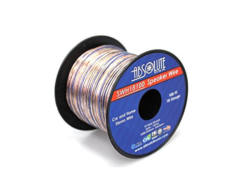 Absolute USA SWH18100 18 Gauge Car Home Audio Speaker Wire Cable Spool 100'