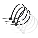 Simple Deluxe HICBLETIE6 200-Pack 6 Inch Self-Locking Versatile Nylon Cable Wire Zip Ties in Black & White, 6inch 200pcs