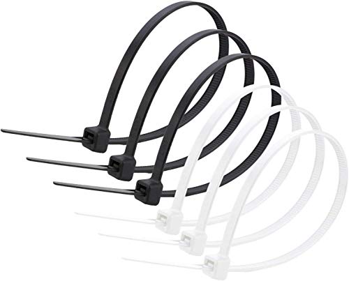 Simple Deluxe HICBLETIE6 200-Pack 6 Inch Self-Locking Versatile Nylon Cable Wire Zip Ties in Black & White, 6inch 200pcs