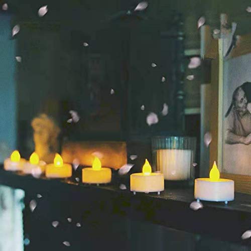 Anziner Tea Lights,50 Pack Flameless LED Tealight Candles,Realistic Flickering Warm Yellow Battery Operated LED Tea Lights Candles. Ideal for Parties