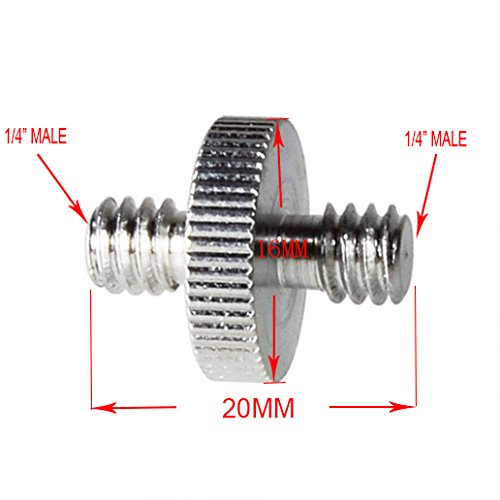 Foto&Tech 5 Pieces 1/4" Male to 1/4" Male Threaded Screw Adapter Compatible with Camera Cage/Shoulder Rig/Tripod/Socket Studio/Lighting Equipment/LED