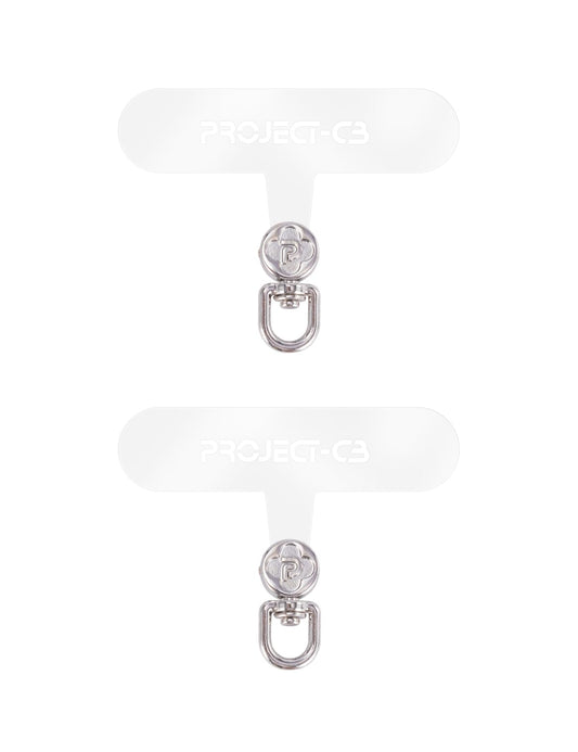 project-cb Phone Tether Tab 2 Pack,Universal Phone Lanyard Patch without Adhesive,Phone Strap Replacement Part for Cell Phone (Clear-Silver)