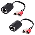 HdtvHookup Stereo RCA to Stereo RCA Jacks Audio Extender Over Cat 5e Cable. Plug and Play