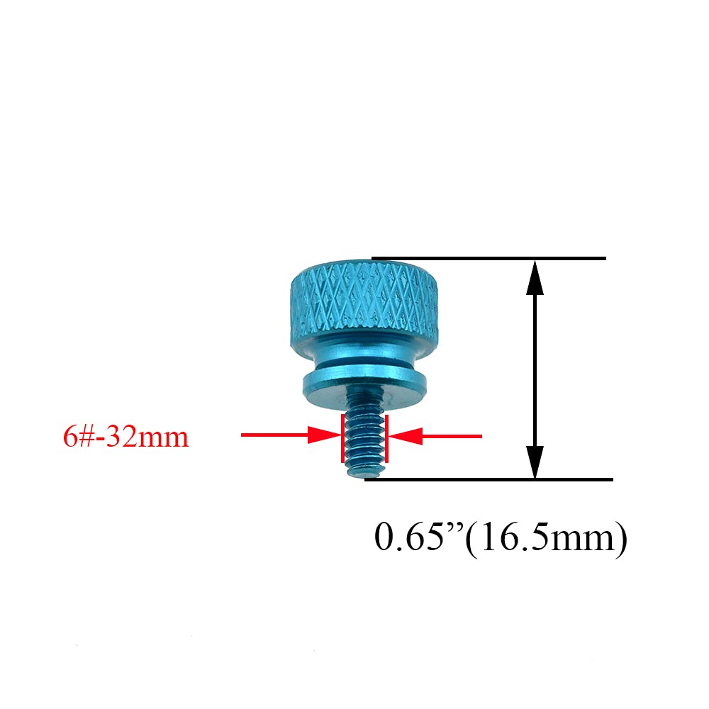 Hahiyo Anodized Aluminum Thumbscrews 6#-32 Thread Size Large Knurled Head Cage Mounts Hand Tighten Easy to Grip and Turn Not Damage Inside Sturdy